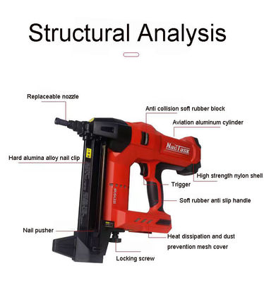 Nailer eléctrico de batería de litio para la decoración de techos de hormigón y acero 15-40mm clavos
