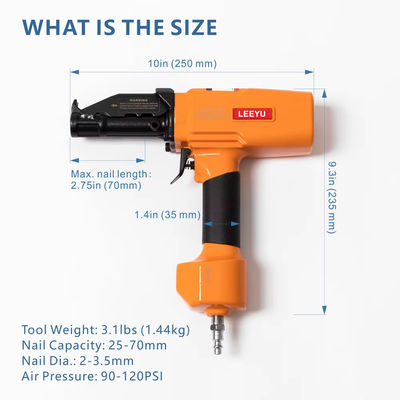 Poderosa pistola BD70 para tiradores de clavos de aire para soporte personalizado y capacidad de clavos de 25-70 mm
