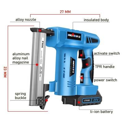 Conveniente de carga de 21 V de batería Brad Nailer para la madera y tapicería