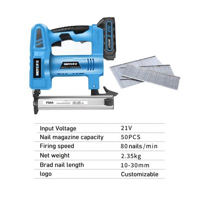Conveniente de carga de 21 V de batería Brad Nailer para la madera y tapicería