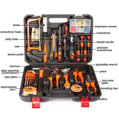 Actualice su caja de herramientas con este kit de herramientas domésticas versátil caja de herramientas de plástico incluido