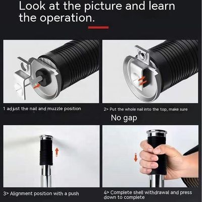 Arma de clavos de acero de 3 m de gran alcance con barra de extensión 4 niveles de pared de cemento Arma de disparo de pared de techo Anclado de pared de alambre dispositivo de ranura Herramienta de remache