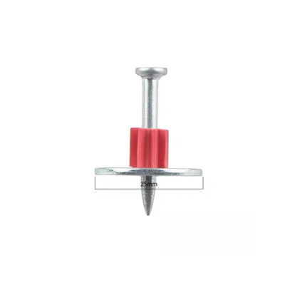7.6mm Diámetro de la cabeza 25mm Lavadora de acero de alta velocidad clavos de acero para PDW pines de hormigón