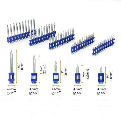 GB estándar clavos de banda de plástico de cabeza plana para el gas de hormigón clavos de acero de banda de hormigón