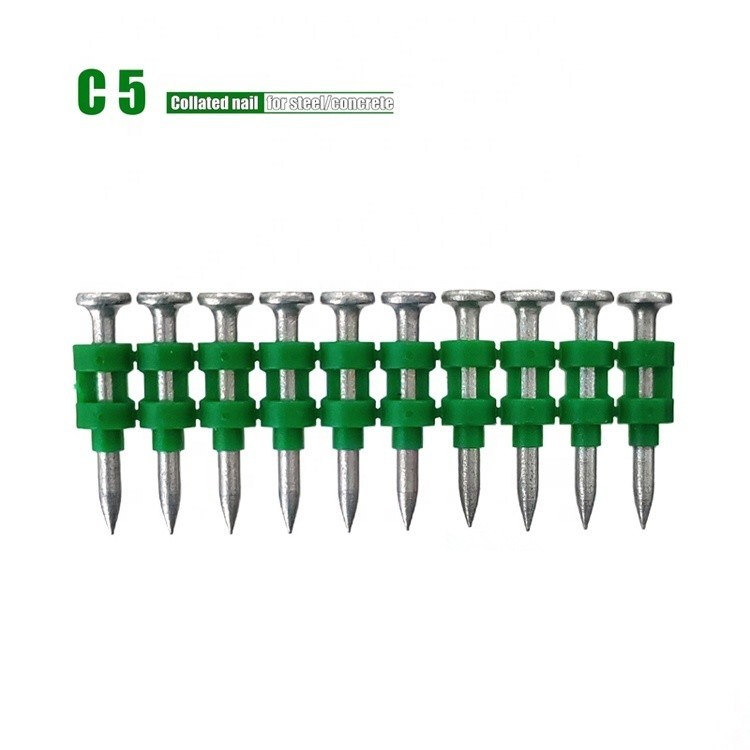 Pin de accionamiento de clavos de tiras de plástico coladas estándar ISO para clavos de hormigón de gas de base lisa