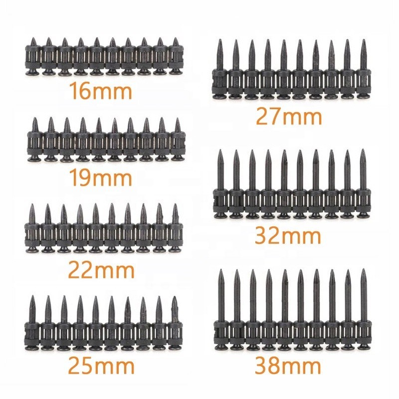 3.0mm Diámetro de la baraja cinta negra Gas clavos de hormigón para la construcción 16-38mm longitud